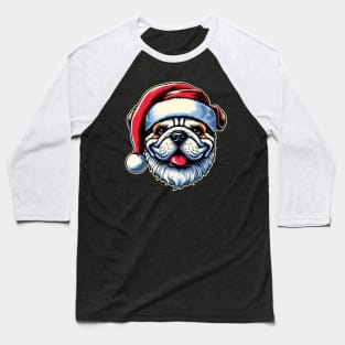 Bulldog as Santa for Christmas Baseball T-Shirt